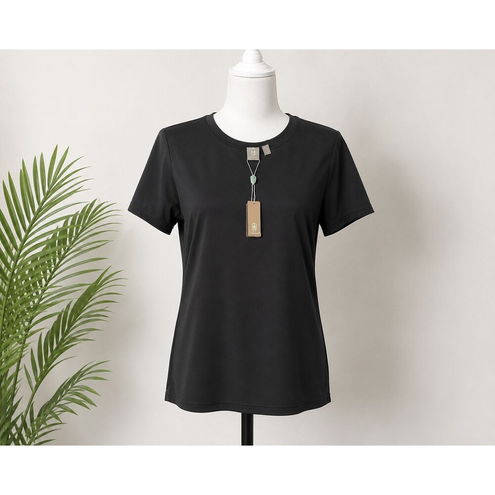 NWT NuSport Women's Black Performance Athletic Short Sleeve Shirt Size XL